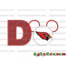 Arizona Cardinals Mickey Mouse Applique Embroidery Design With Alphabet D
