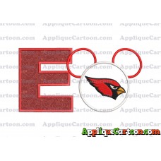 Arizona Cardinals Mickey Mouse Applique Embroidery Design With Alphabet E