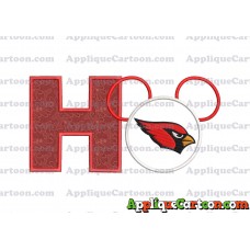 Arizona Cardinals Mickey Mouse Applique Embroidery Design With Alphabet H