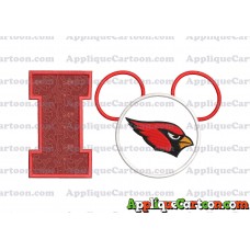 Arizona Cardinals Mickey Mouse Applique Embroidery Design With Alphabet I