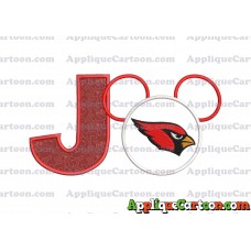 Arizona Cardinals Mickey Mouse Applique Embroidery Design With Alphabet J