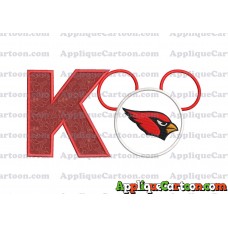 Arizona Cardinals Mickey Mouse Applique Embroidery Design With Alphabet K