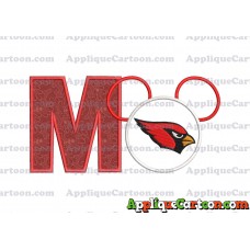 Arizona Cardinals Mickey Mouse Applique Embroidery Design With Alphabet M