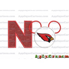 Arizona Cardinals Mickey Mouse Applique Embroidery Design With Alphabet N