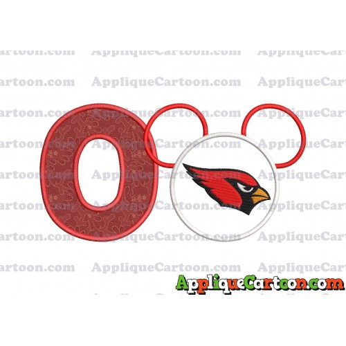 Arizona Cardinals Mickey Mouse Applique Embroidery Design With Alphabet O