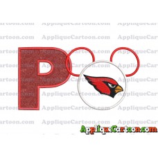 Arizona Cardinals Mickey Mouse Applique Embroidery Design With Alphabet P