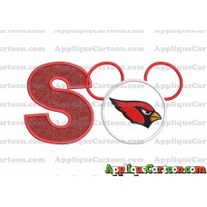 Arizona Cardinals Mickey Mouse Applique Embroidery Design With Alphabet S
