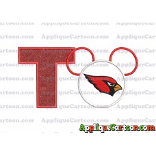 Arizona Cardinals Mickey Mouse Applique Embroidery Design With Alphabet T