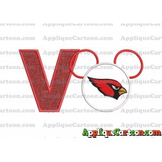 Arizona Cardinals Mickey Mouse Applique Embroidery Design With Alphabet V