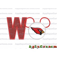 Arizona Cardinals Mickey Mouse Applique Embroidery Design With Alphabet W