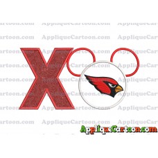Arizona Cardinals Mickey Mouse Applique Embroidery Design With Alphabet X