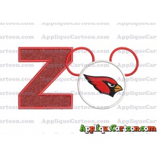 Arizona Cardinals Mickey Mouse Applique Embroidery Design With Alphabet Z