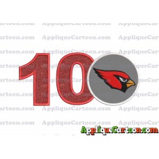 Arizona Cardinals Mickey Mouse Without Ears Applique Embroidery Design Birthday Number 10