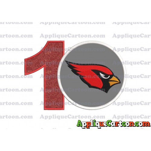 Arizona Cardinals Mickey Mouse Without Ears Applique Embroidery Design Birthday Number 1