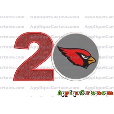 Arizona Cardinals Mickey Mouse Without Ears Applique Embroidery Design Birthday Number 2