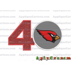 Arizona Cardinals Mickey Mouse Without Ears Applique Embroidery Design Birthday Number 4