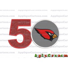 Arizona Cardinals Mickey Mouse Without Ears Applique Embroidery Design Birthday Number 5