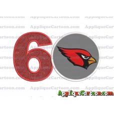 Arizona Cardinals Mickey Mouse Without Ears Applique Embroidery Design Birthday Number 6