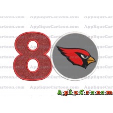 Arizona Cardinals Mickey Mouse Without Ears Applique Embroidery Design Birthday Number 8