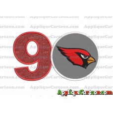 Arizona Cardinals Mickey Mouse Without Ears Applique Embroidery Design Birthday Number 9
