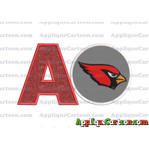 Arizona Cardinals Mickey Mouse Without Ears Applique Embroidery Design With Alphabet A