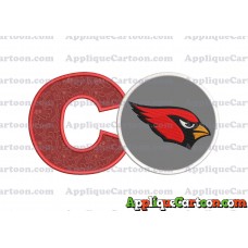 Arizona Cardinals Mickey Mouse Without Ears Applique Embroidery Design With Alphabet C
