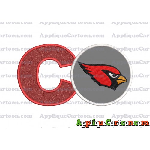 Arizona Cardinals Mickey Mouse Without Ears Applique Embroidery Design With Alphabet C