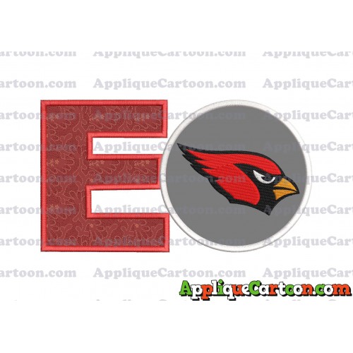 Arizona Cardinals Mickey Mouse Without Ears Applique Embroidery Design With Alphabet E