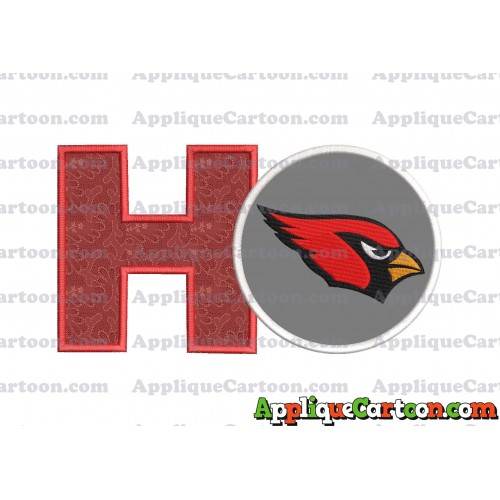 Arizona Cardinals Mickey Mouse Without Ears Applique Embroidery Design With Alphabet H