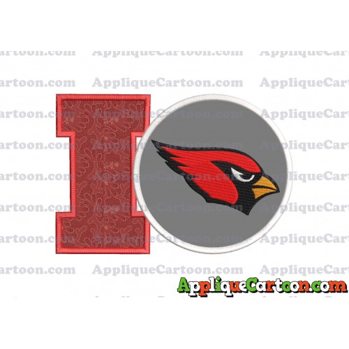 Arizona Cardinals Mickey Mouse Without Ears Applique Embroidery Design With Alphabet I