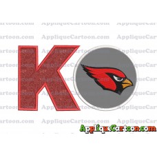 Arizona Cardinals Mickey Mouse Without Ears Applique Embroidery Design With Alphabet K