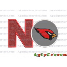 Arizona Cardinals Mickey Mouse Without Ears Applique Embroidery Design With Alphabet N