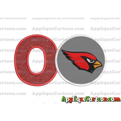 Arizona Cardinals Mickey Mouse Without Ears Applique Embroidery Design With Alphabet O