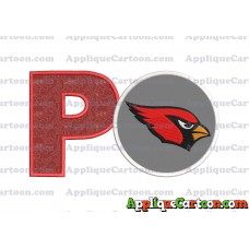 Arizona Cardinals Mickey Mouse Without Ears Applique Embroidery Design With Alphabet P