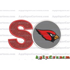Arizona Cardinals Mickey Mouse Without Ears Applique Embroidery Design With Alphabet S