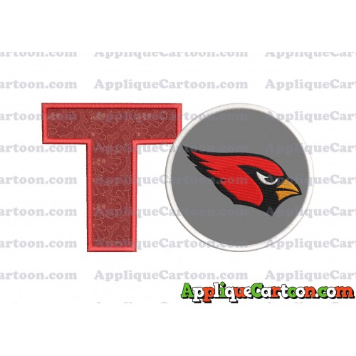 Arizona Cardinals Mickey Mouse Without Ears Applique Embroidery Design With Alphabet T