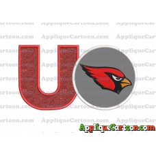 Arizona Cardinals Mickey Mouse Without Ears Applique Embroidery Design With Alphabet U
