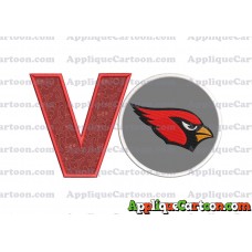 Arizona Cardinals Mickey Mouse Without Ears Applique Embroidery Design With Alphabet V