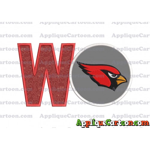 Arizona Cardinals Mickey Mouse Without Ears Applique Embroidery Design With Alphabet W