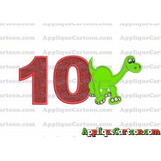 Arlo The Good Dinosaur Applique Embroidery Design Birthday Number 10