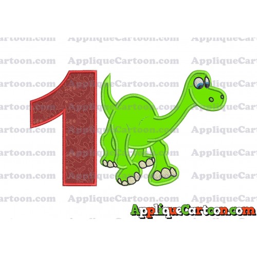 Arlo The Good Dinosaur Applique Embroidery Design Birthday Number 1