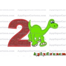 Arlo The Good Dinosaur Applique Embroidery Design Birthday Number 2