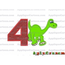 Arlo The Good Dinosaur Applique Embroidery Design Birthday Number 4