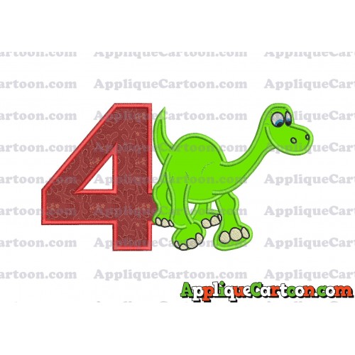 Arlo The Good Dinosaur Applique Embroidery Design Birthday Number 4