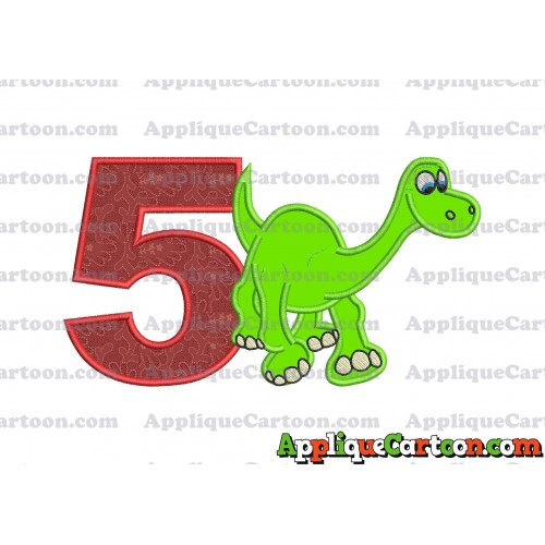 Arlo The Good Dinosaur Applique Embroidery Design Birthday Number 5