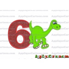 Arlo The Good Dinosaur Applique Embroidery Design Birthday Number 6