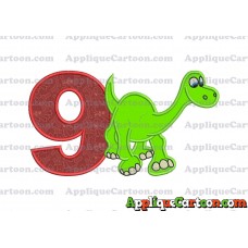 Arlo The Good Dinosaur Applique Embroidery Design Birthday Number 9