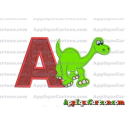 Arlo The Good Dinosaur Applique Embroidery Design With Alphabet A