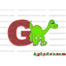 Arlo The Good Dinosaur Applique Embroidery Design With Alphabet G