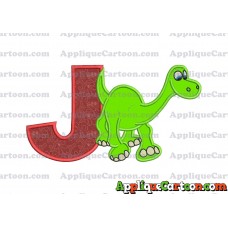 Arlo The Good Dinosaur Applique Embroidery Design With Alphabet J